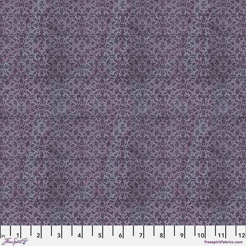 Tim Holtz - Laboratory Tapestry Purple PWTH193.PURPLE puuvillakangas, gobeliini-kuvio purppuran sävyissä.