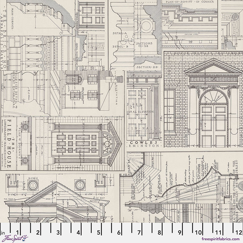 Tim Holtz - Eclectic Elements/Palette Charoal Schematics PWTH317.CHARCOAL puuvillakangas
