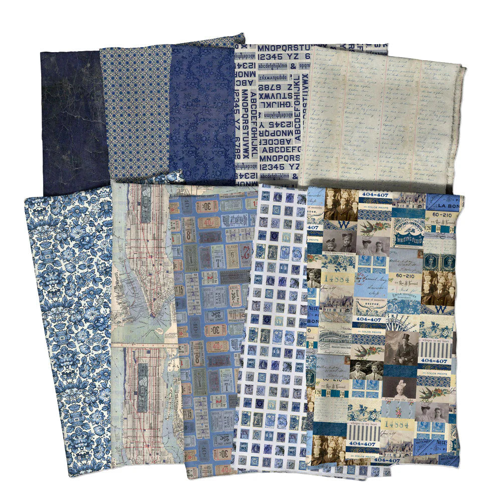 Tim Holtzin Eclectic Elements Palette kokoelman Indigo värinen kangasnippu, 10 palaa