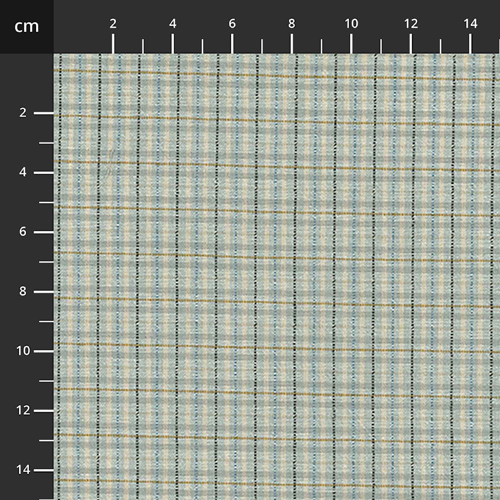 Tochio Lankavärjätty 4547-404 luonnonvalkoinen vaaleansininen ruudullinen lankavärjätty puuvillakangas, Stof Fabrics, 112 cm leveä