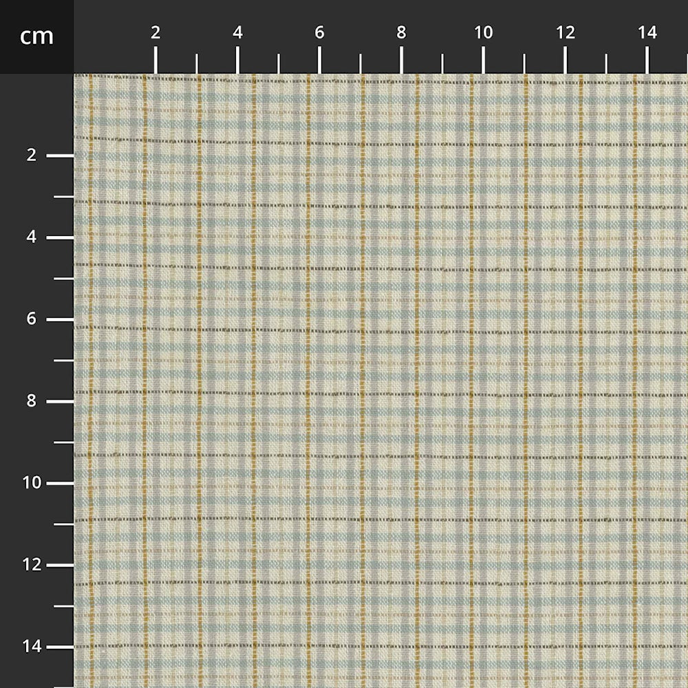 Tochio Lankavärjätty 4547-403 luonnonvalkoinen vaaleansininen ruudullinen lankavärjätty puuvillakangas, Stof Fabrics, 112 cm leveä