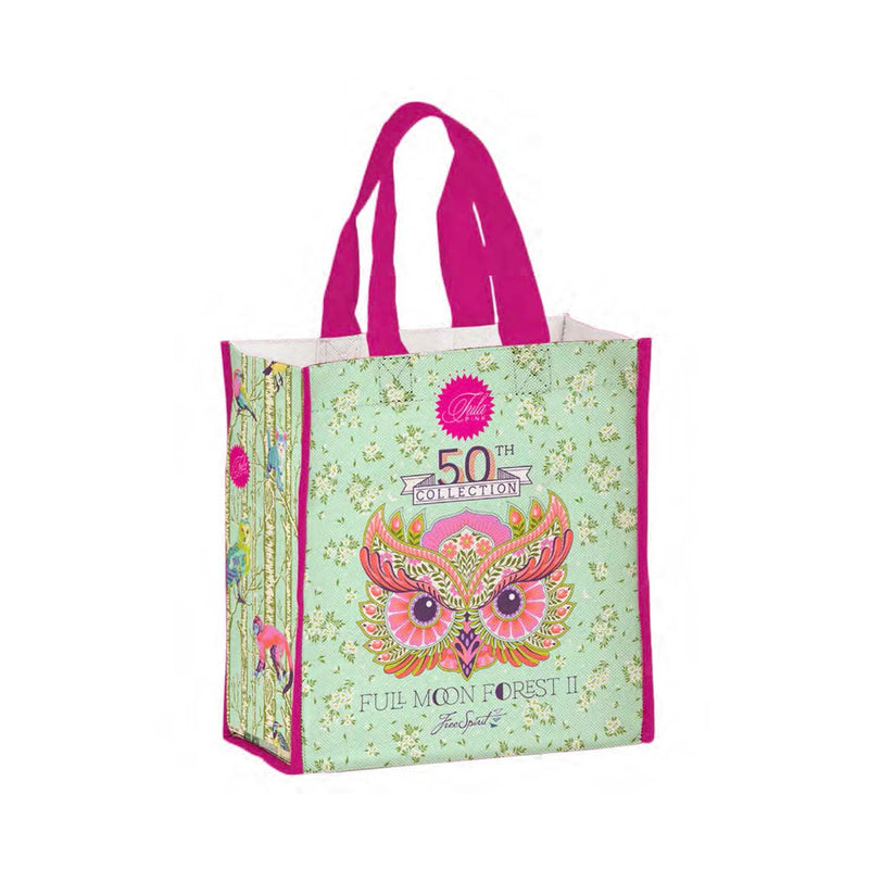 Tula Pink Full Moon Forest -kassi, käytännöllinen ja tyylikäs laukku keskeneräisille tilkkutöille, käsitöille ja ompelutarvikkeille.