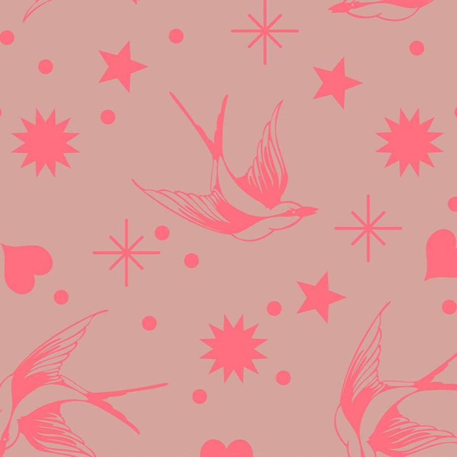 Tula Pink True Colors Neon Inks Fairy Flakes Nova kangas, kirkkailla neonvärisillä lumihiutalekuvioilla, laadukasta 100% puuvillaa, täydellinen tilkkutöihin.