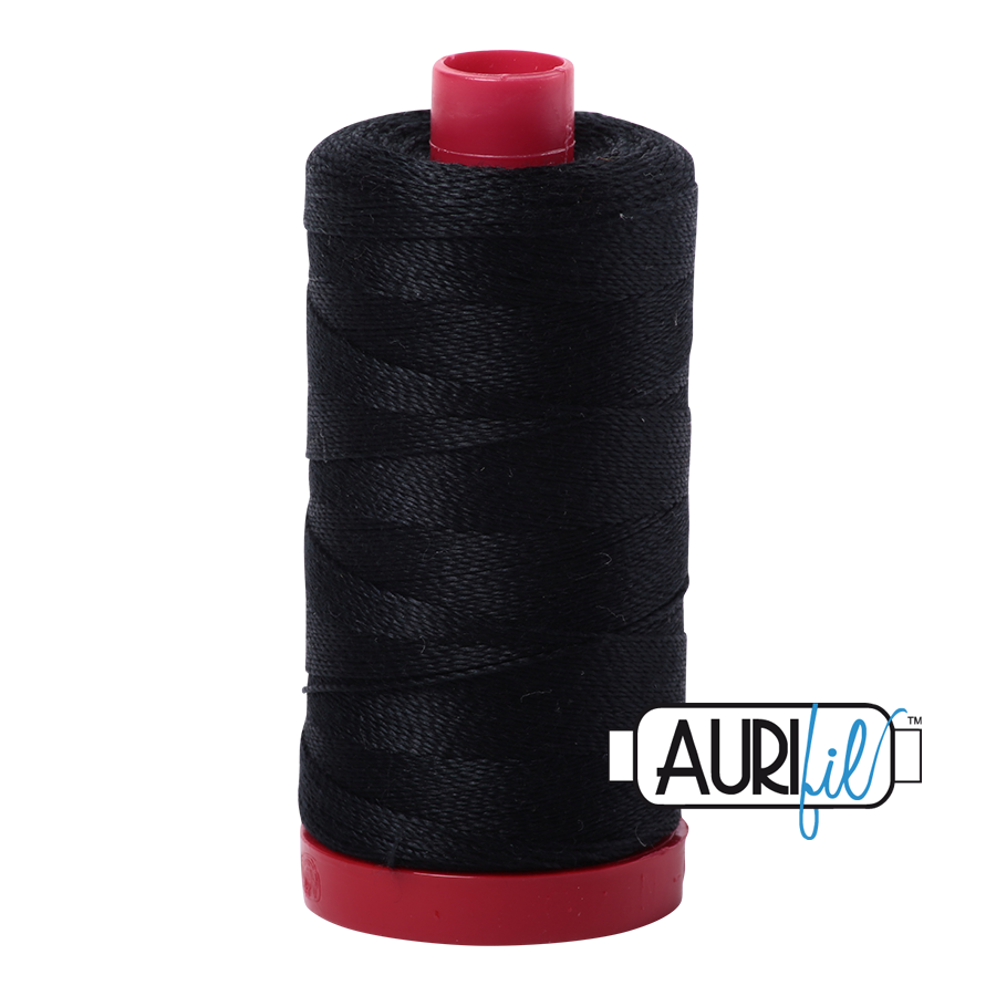 Aurifil 12wt 2692 Black 100% puuvillalanka, ompeluun, kirjontaan ja tikkaamiseen