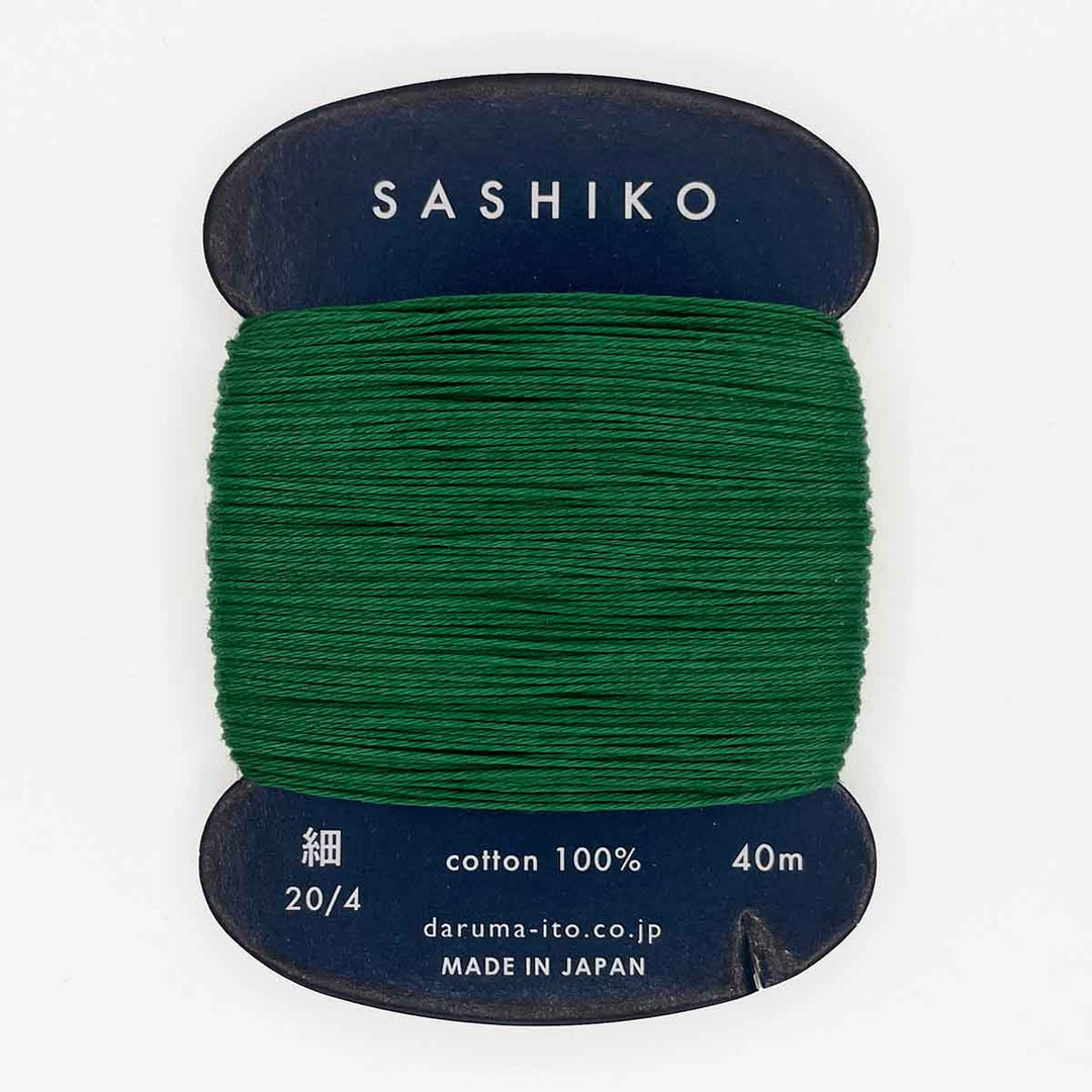 DARUMA Sashiko-kirjontalanka kortilla – Metsänvihreä #208, 40m japanilainen puuvillalanka