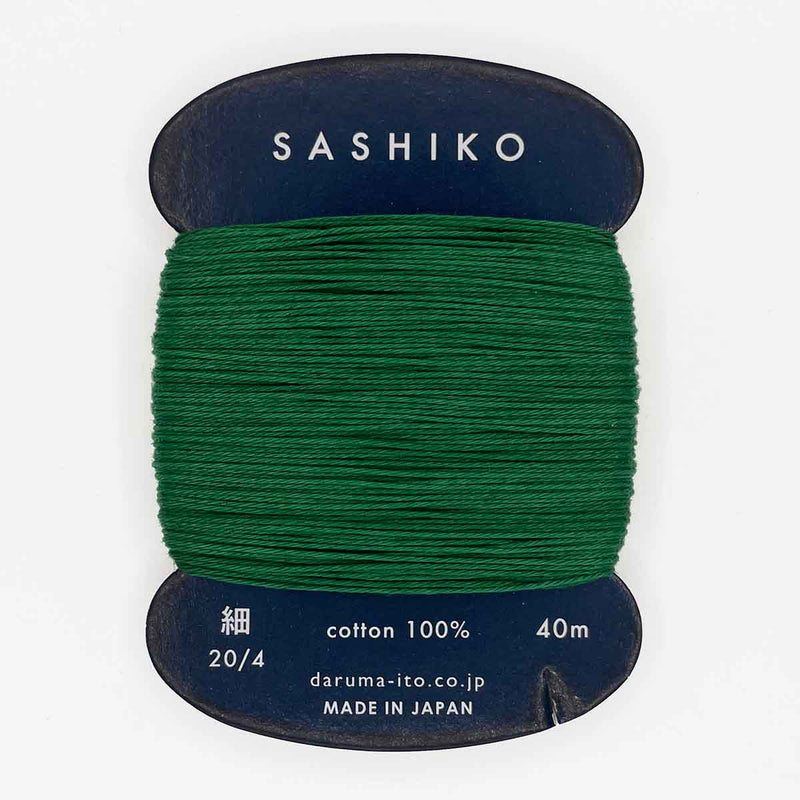 DARUMA Sashiko-kirjontalanka kortilla – Metsänvihreä #208, 40m japanilainen puuvillalanka