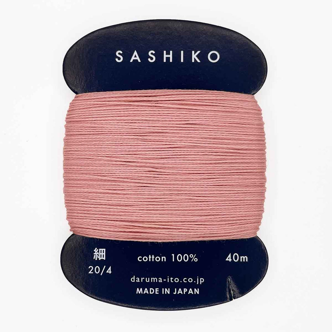 DARUMA Sashiko-kirjontalanka kortilla – Vanha roosa #211, 40m japanilainen puuvillalanka