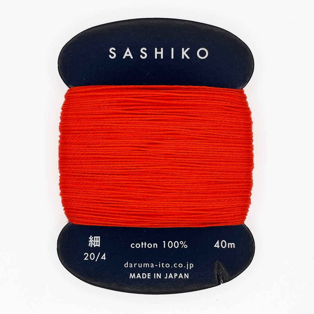 DARUMA Sashiko-kirjontalanka kortilla – Oranssinpunainen #212, 40m japanilainen puuvillalanka