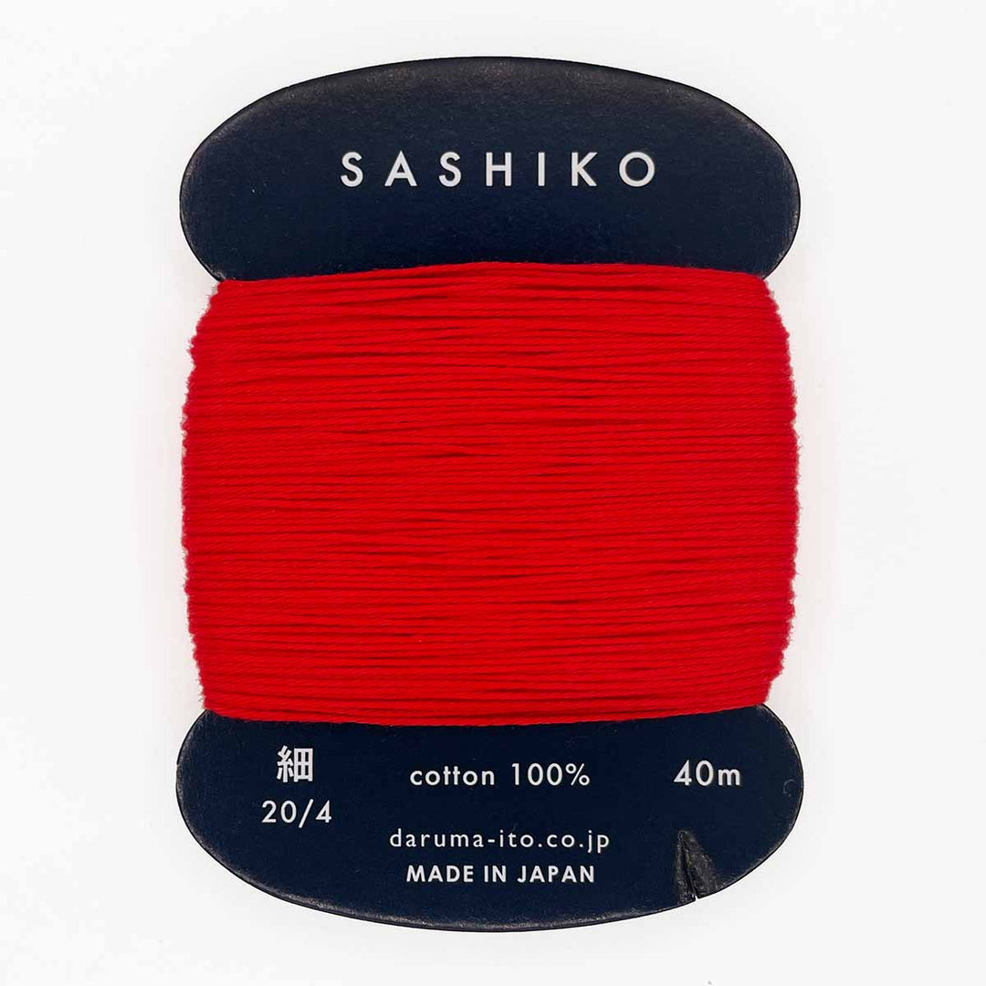 DARUMA Sashiko-kirjontalanka kortilla – Punainen #213, 40m japanilainen puuvillalanka