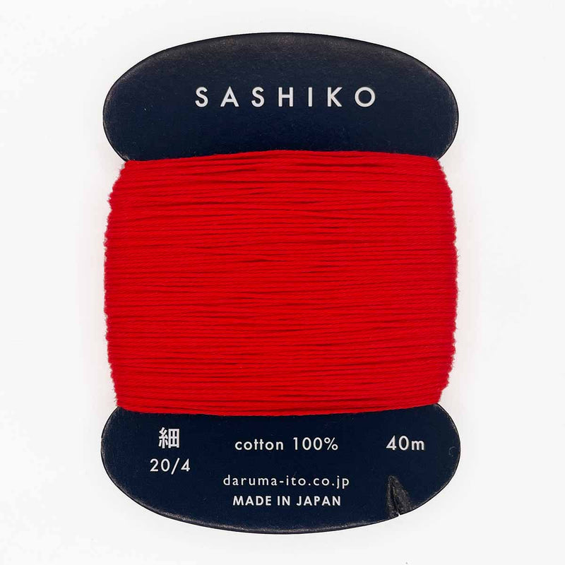 DARUMA Sashiko-kirjontalanka kortilla – Punainen #213, 40m japanilainen puuvillalanka