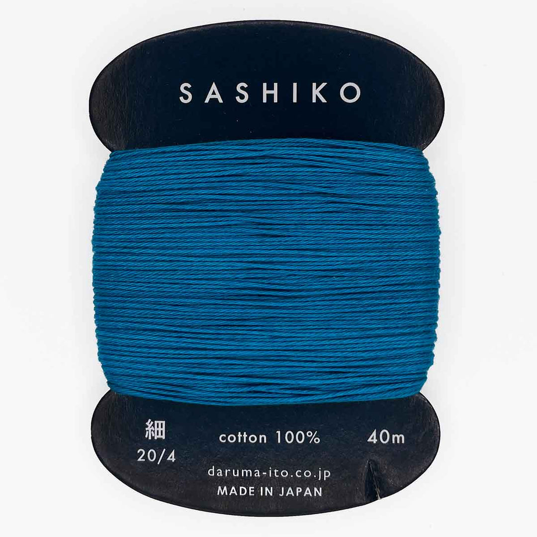 DARUMA Sashiko-kirjontalanka kortilla – Sininen #224, 40m japanilainen puuvillalanka