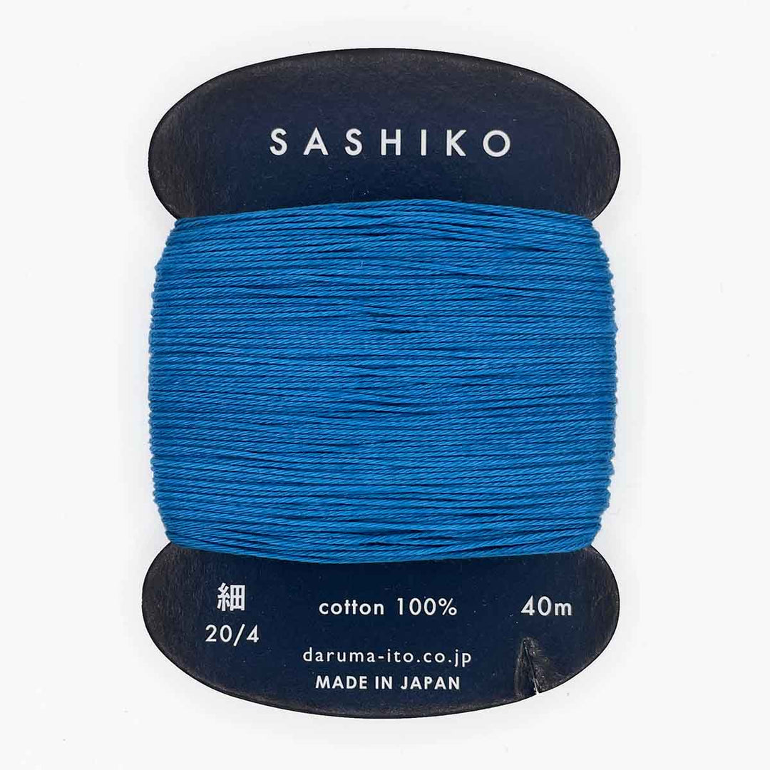DARUMA Sashiko-kirjontalanka kortilla – Kirkas sininen #225, 40m japanilainen puuvillalanka