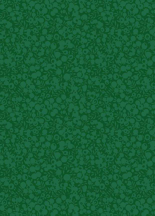 Liberty Wiltshire Shadow Leaf puuvillakangas, vihreän sävyinen marja- ja lehtikuosi.