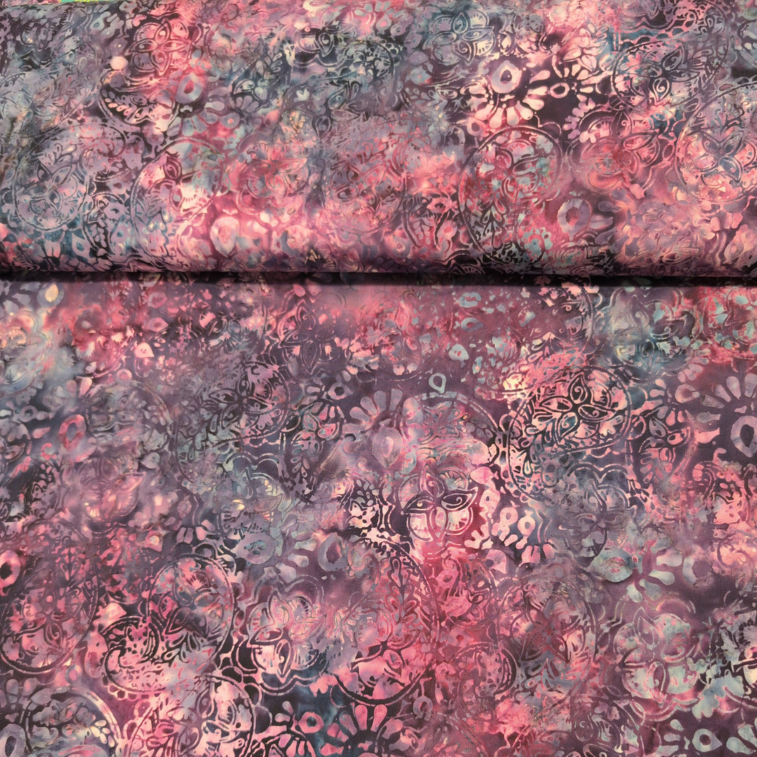 Tonga Batiks - Chateau - Floral Paisley Plum B3936 cotton batik fabric