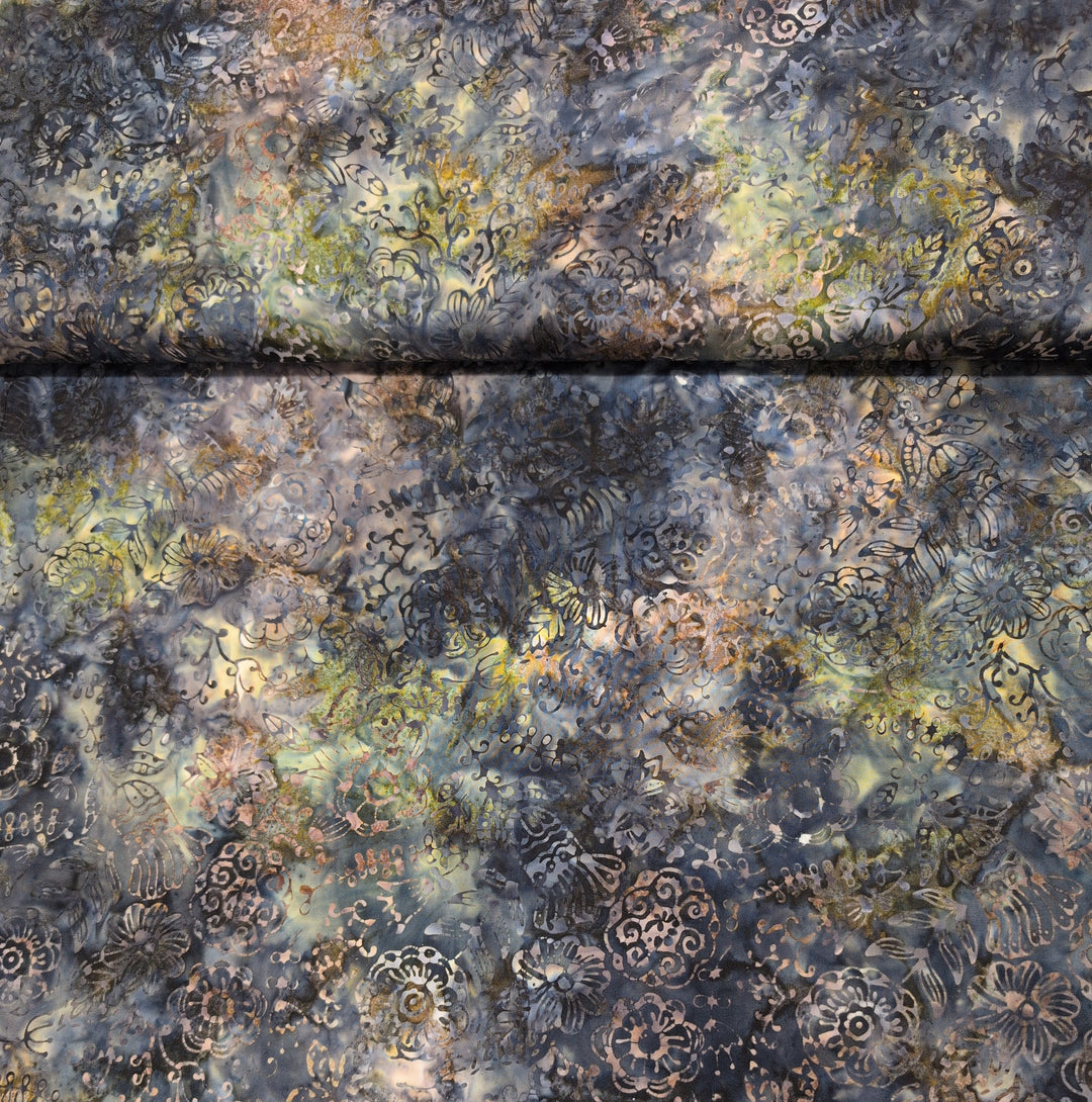 Tonga Batiks - Chateau - Stamped Floral Cypress B3931 cotton fabric batik