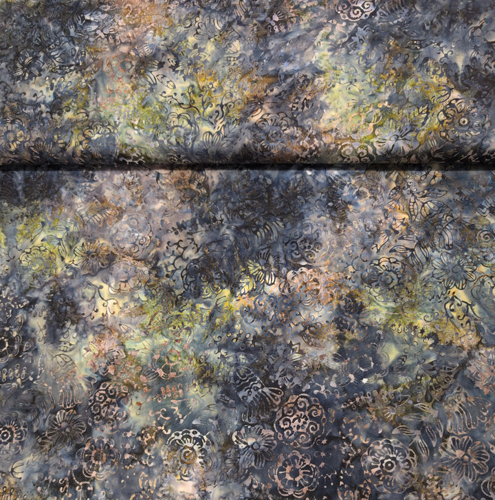 Tonga Batiks - Chateau - Stamped Floral Cypress B3931 cotton fabric batik