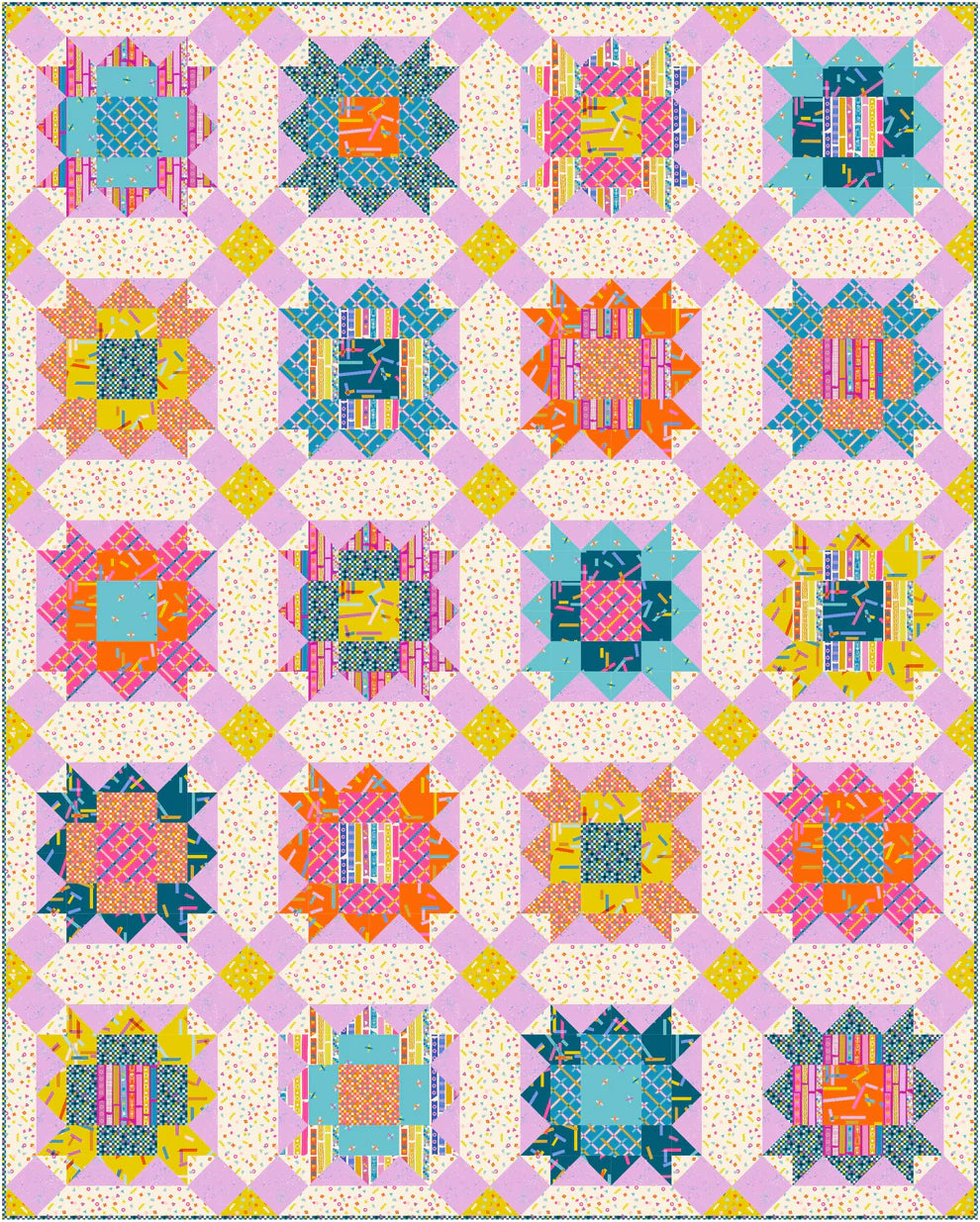 Wishy Washi -tilkkutyökaava (paperiversio) – moderni ja perinteinen tilkkutyö 64x204 cm.