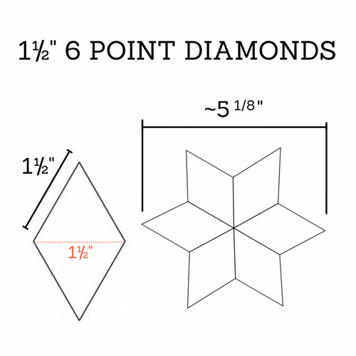 6 Pointed Diamonds 100 x 1½ inch, timanttimallineet paperia