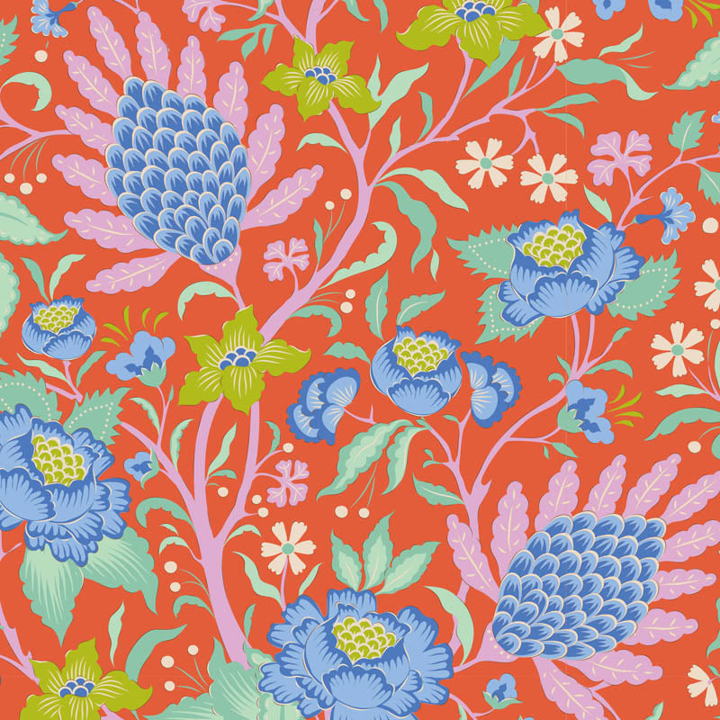 Tilda, Bloomsville Persimmon Flowertangle 100505 Cotton Fabric