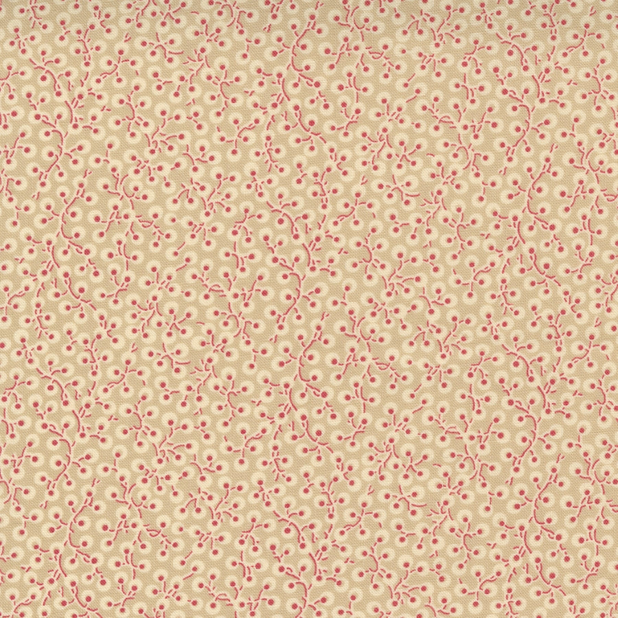 French General, La Vie Boheme 13907-16 Oyster French Red cotton fabric