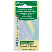 Load image into Gallery viewer, Clover Marbled Glasshead Pins 2511 - lasipäinen nuppineula
