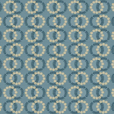 Michelle Yeo, Bannard Hills - Double Wreath, Teal 2942-17 puuvillakangas