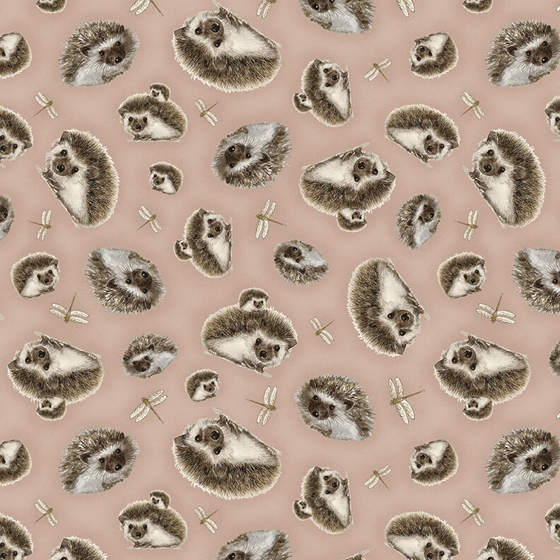 Dawn Rosengren, Little Ones - Tossed Hedgehogs - Beige 449-33 cotton fabric