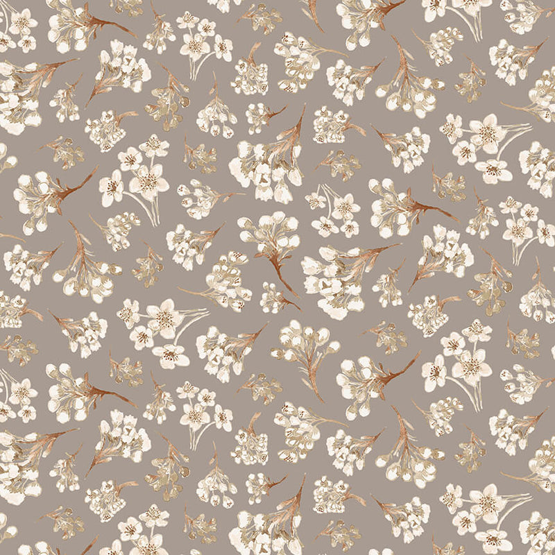 Dawn Rosengren, Little Ones - Medium Floral Sprays - Gray 450-90 puuvillakangas