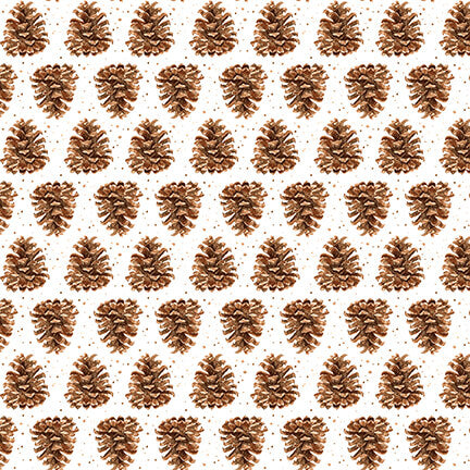 Dawn Rosengren, Little Ones - Pinecones - Wht/Brown 453-3 Cotton Fabric
