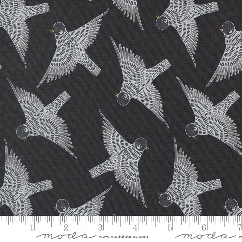 Gingiber, Birdsong 48353-17 Raven Birds in Flight puuvillakangas