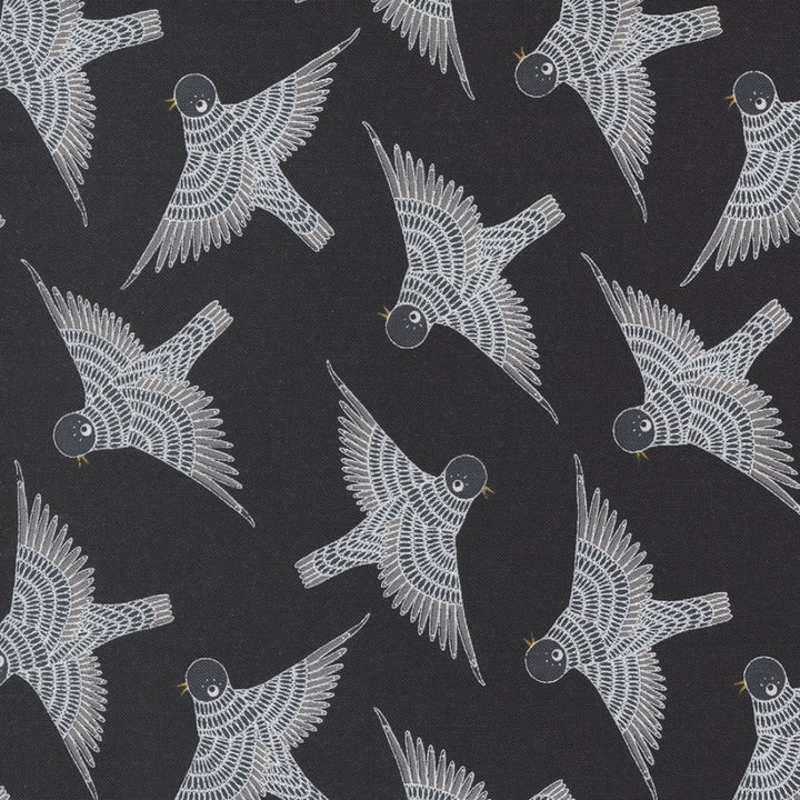 Gingiber, Birdsong 48353-17 Raven Birds in Flight puuvillakangas