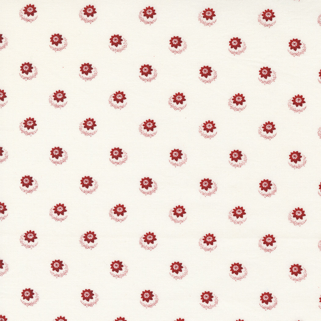 Primitive Gatherings, Red and White Gatherings 49191-11 Vanilla Dahlia cotton fabric