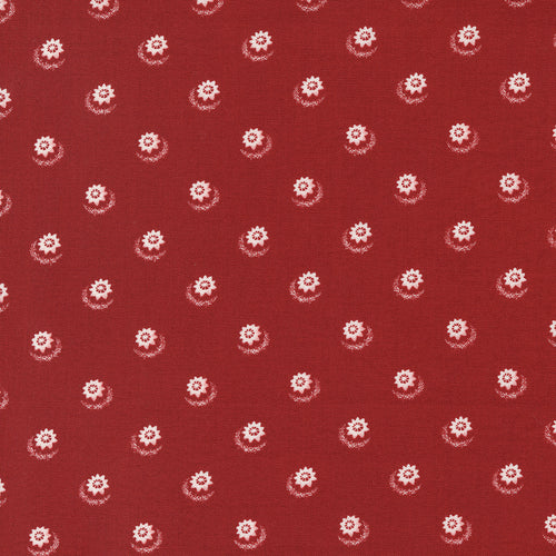 Primitive Gatherings, Red and White Gatherings 49191-13 Crimson Dahlia puuvillakangas