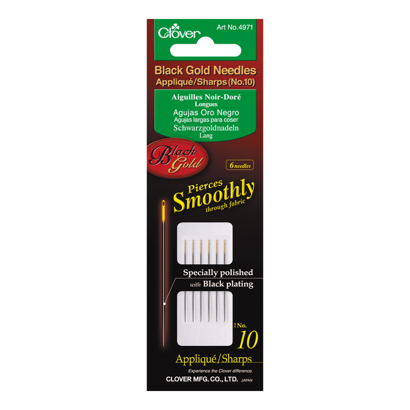 Clover Black Gold Applique Sharps Needles Size: 10 #4971 applikointi-neulat