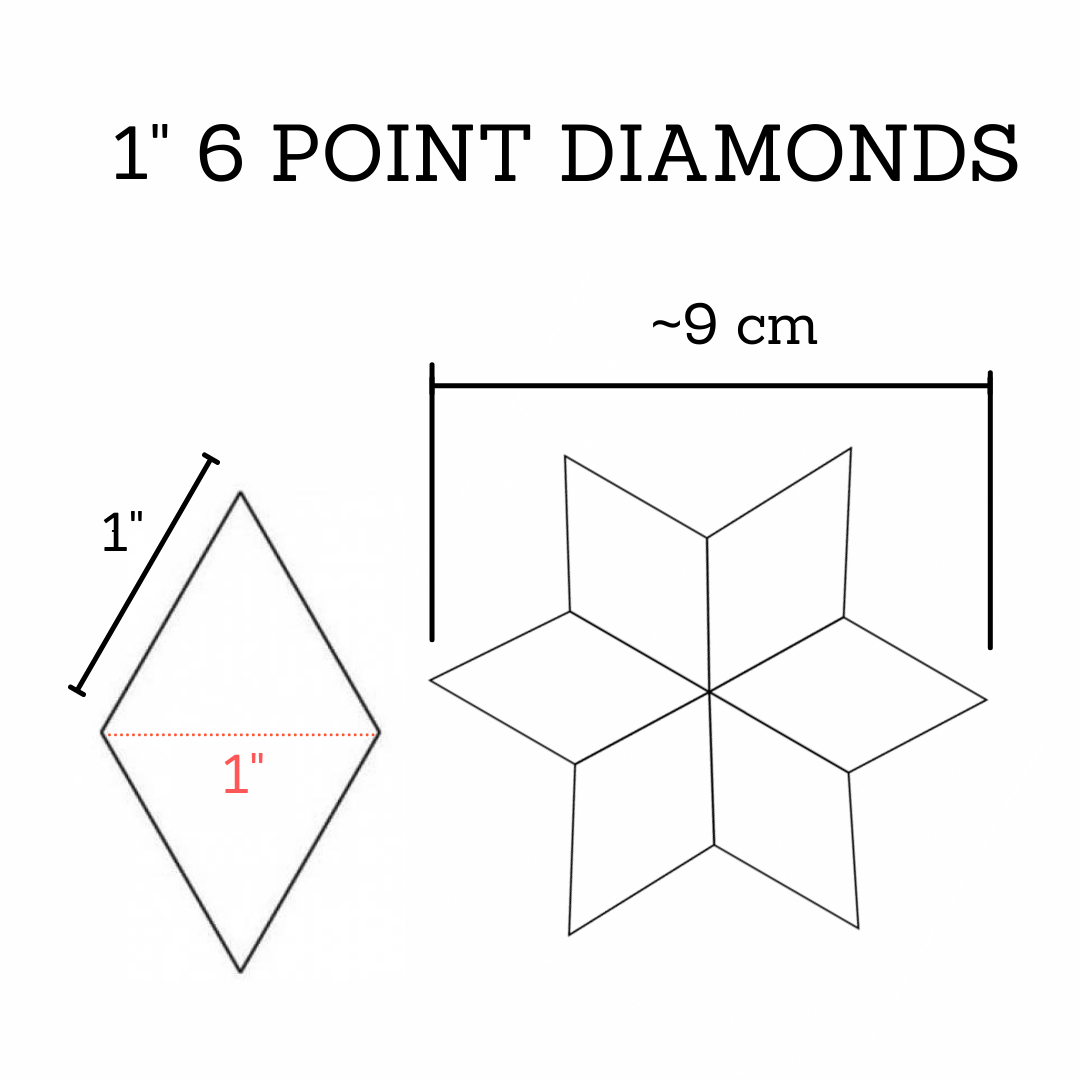 6 Pointed Diamonds 100 x 1 tuuma, timanttimallineet paperia