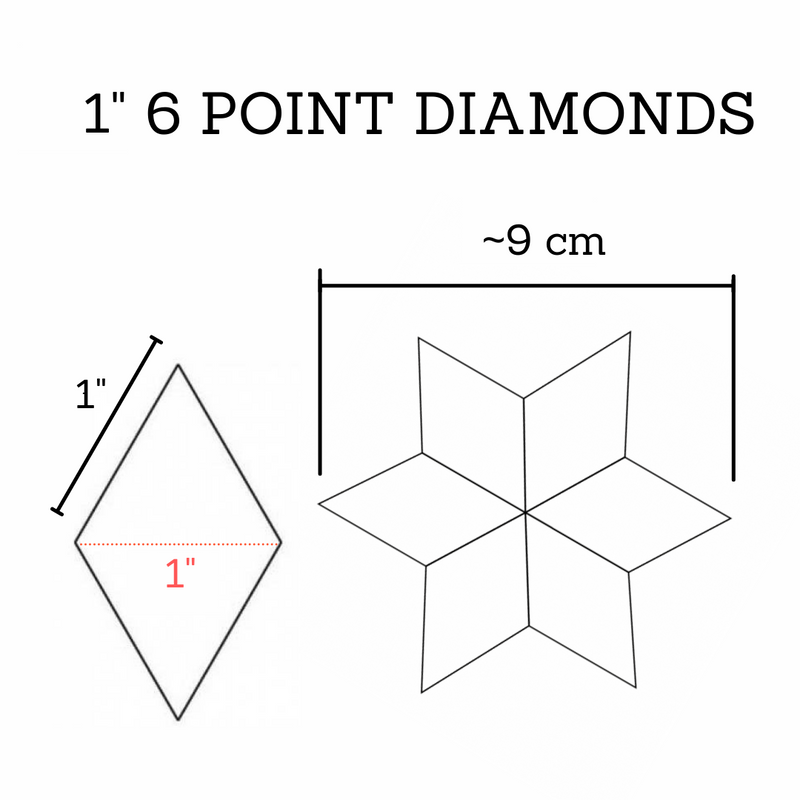 6 Pointed Diamonds 100 x 1 tuuma, timanttimallineet paperia