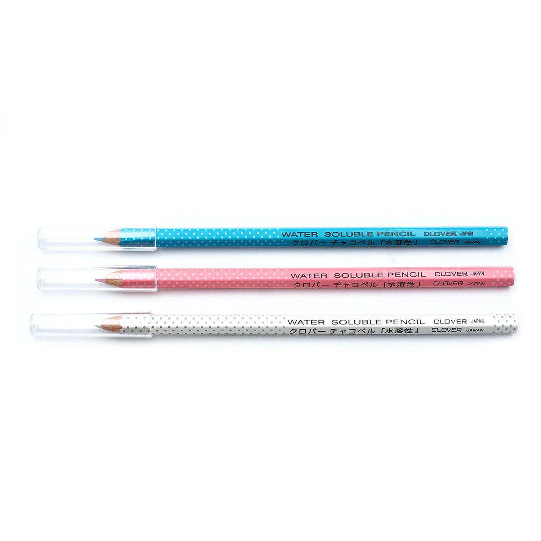 Clover Water Soluble Pencil 5003 valkoinen, pinkki, sininen merkkauskynä