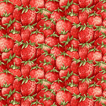 Jane Shasky, Strawberry Garden 506-86 Packed Strawberries Red puuvillakangas