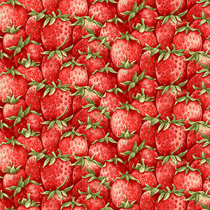 Jane Shasky, Strawberry Garden 506-86 Packed Strawberries Red puuvillakangas