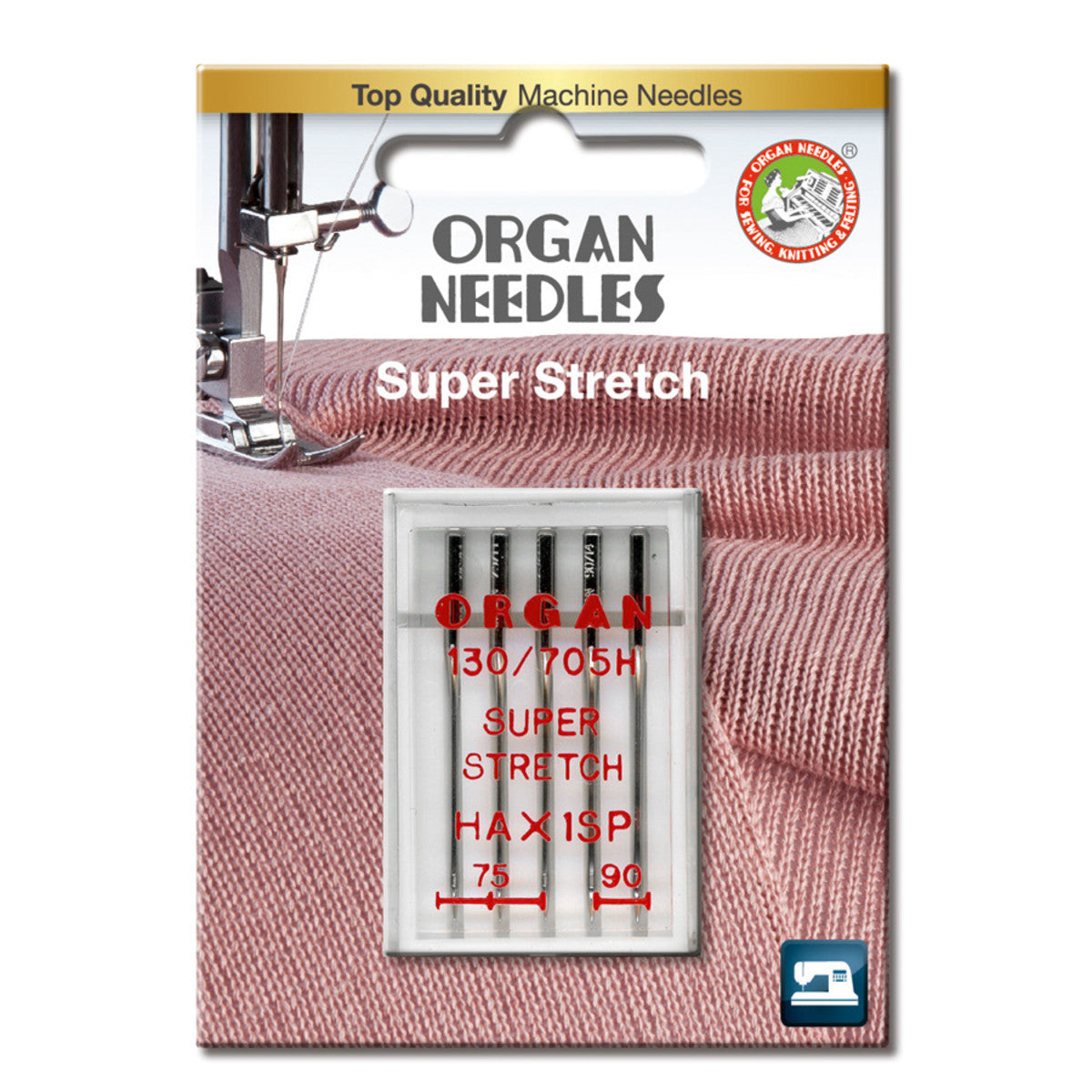 Organ Super Stretch ompelukoneneulakokoelma #75-90 5 kpl