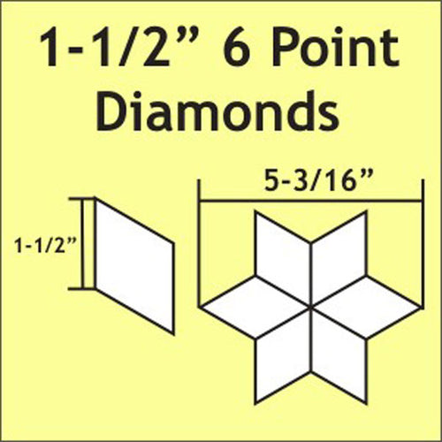 6 Pointed Diamonds 75x 1-1/2 inch, timanttimallineet paperia 1-1/2 tuumaa