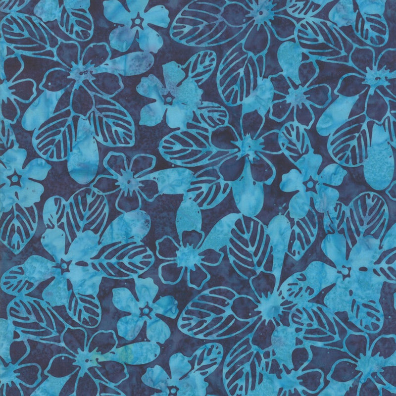 Aloha Batiks -kokoelman 4356-33 Tidepool batiikkipuuvillakangas, sinivihreä kangas ainutlaatuisilla batiikkikuvioilla.