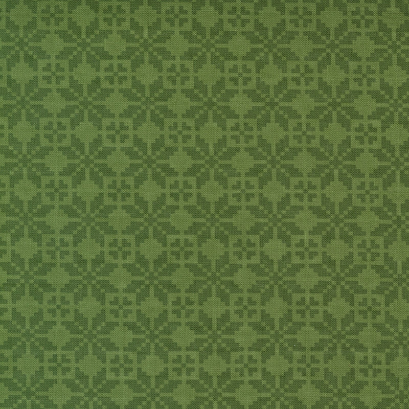 Neulekuvioinen tähti-aiheinen Merry Little Christmas 55242-13 puuvillakangas, vihreä, Camille Roskelley.