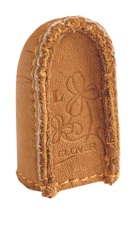 Clover Natural Fit Leather Thimble L, nahkasormustin, L-koko, ruskea ergonominen sormustin käsiompeluun