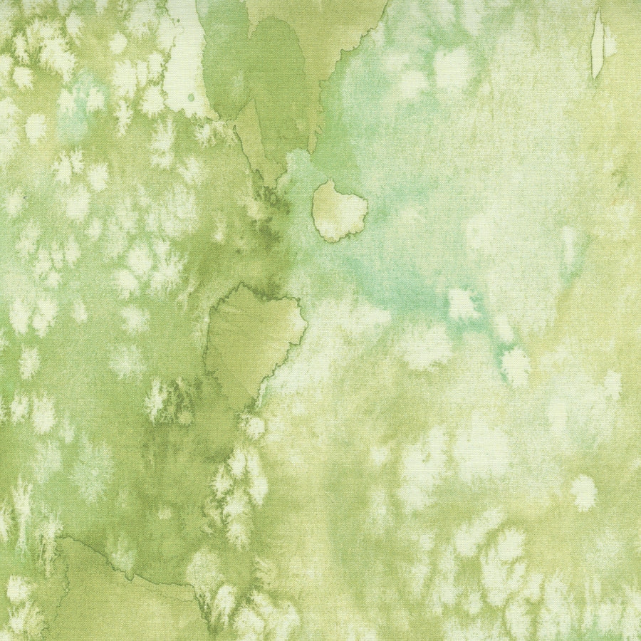 Puuvillakangas vesivärityylisellä vihreällä ja turkoosilla sävyllä – Flow Fresh Grass 8433-51, Moda / Create Joy Project