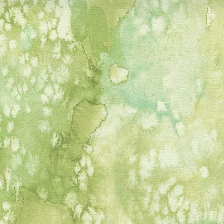 Puuvillakangas vesivärityylisellä vihreällä ja turkoosilla sävyllä – Flow Fresh Grass 8433-51, Moda / Create Joy Project