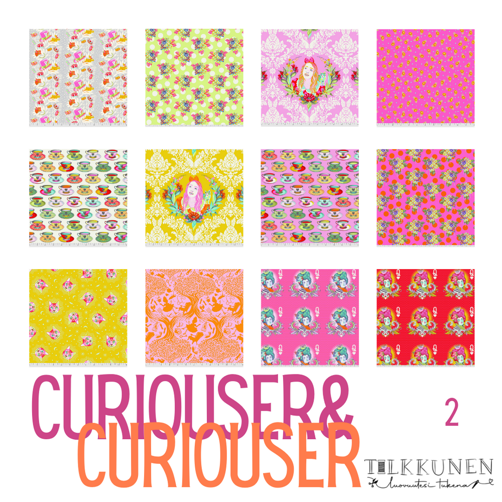 Tula Pink, Curiouser&Curiouser puuvillakangas FQ-nippu (12 kpl)-2