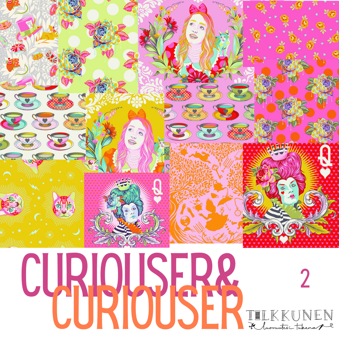 Tula Pink, Curiouser&Curiouser puuvillakangas FQ-nippu (12 kpl)-2