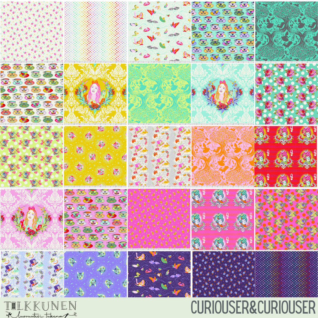 Tula Pink, Curiouser&amp;Curiouser cotton fabric FQ bundle