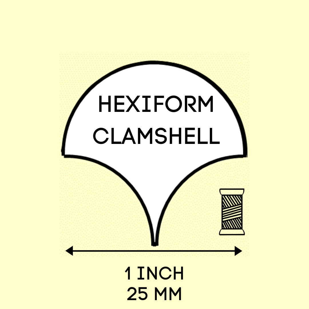 Hexiform Clamshell 1 tuuma (25 mm) simpukankuori-malline 60 kpl